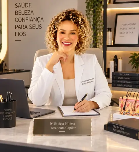 Mônica Paiva em atendimento de consultoria capilar